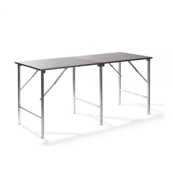 Table pliante pour restauration inox dépliée et montée